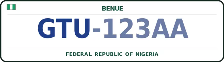 Nigerian number plate with the GTU code — Agatu, Benue