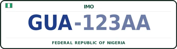 Nigerian number plate with the GUA code — Oguta, Imo