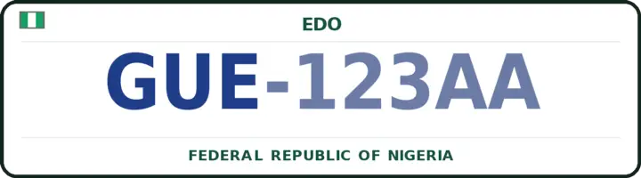 Nigerian number plate with the GUE code — Igueben, Edo