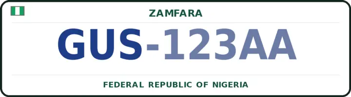 Nigerian number plate with the GUS code — Gusau, Zamfara