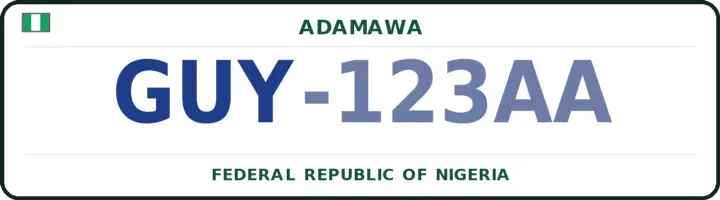 Nigerian number plate with the GUY code — Guyuk, Adamawa