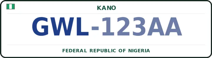 Nigerian number plate with the GWL code — Gwale, Kano