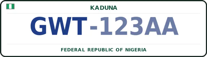 Nigerian number plate with the GWT code — Sanga, Kaduna