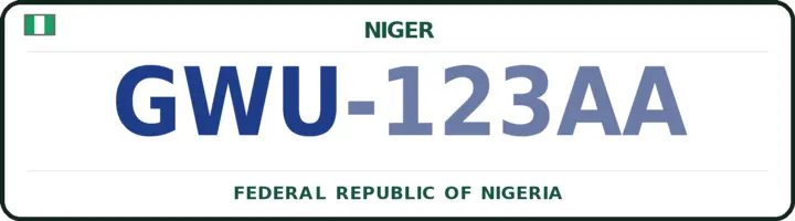 Nigerian number plate with the GWU code — Gurara, Niger