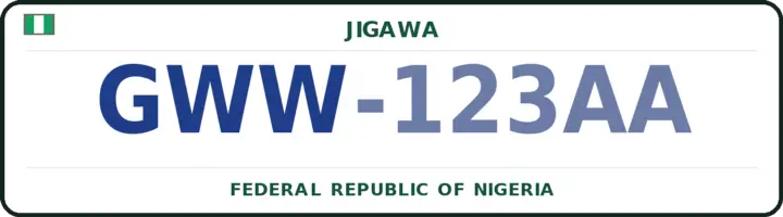 Nigerian number plate with the GWW code — Gwiwa, Jigawa