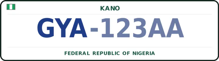 Nigerian number plate with the GYA code — Gaya, Kano