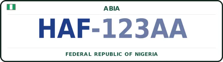 Nigerian number plate with the HAF code — Ohafia, Abia