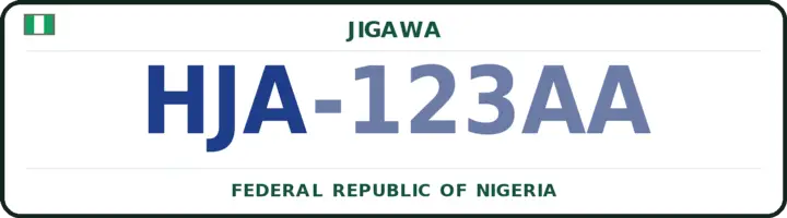 Nigerian number plate with the HJA code — Hadejia, Jigawa