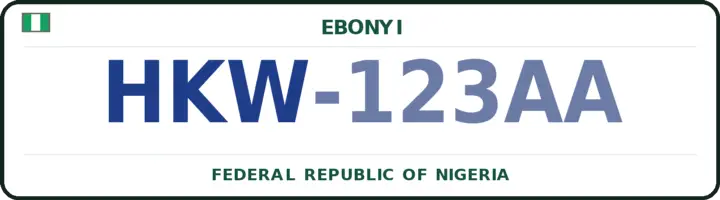 Nigerian number plate with the HKW code — Ohaukwu, Ebonyi