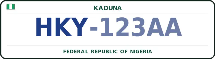 Nigerian number plate with the HKY code — Kudan, Kaduna