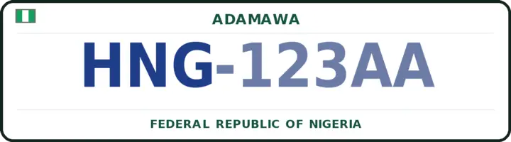 Nigerian number plate with the HNG code — Hong, Adamawa