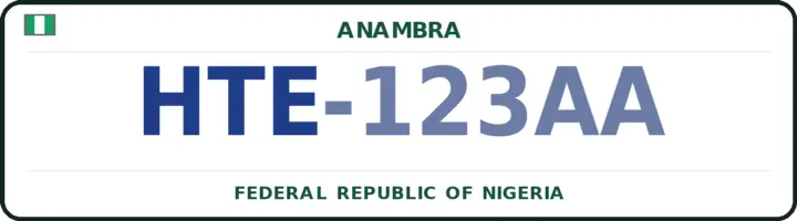 Nigerian number plate with the HTE code — Oyi, Anambra