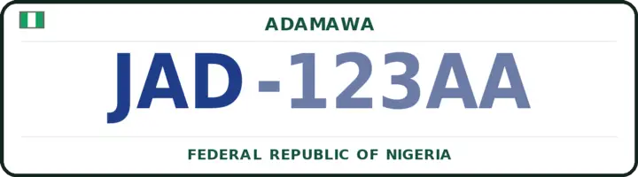 Nigerian number plate with the JAD code — Jada, Adamawa
