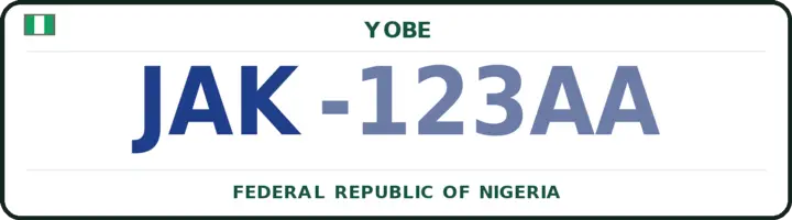 Nigerian number plate with the JAK code — Jakusko, Yobe