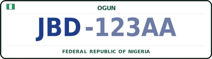Nigerian number plate with the JBD code — Ijebu-Ode, Ogun
