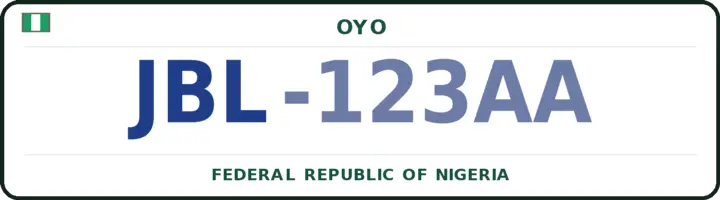 Nigerian number plate with the JBL code — Afijio, Oyo