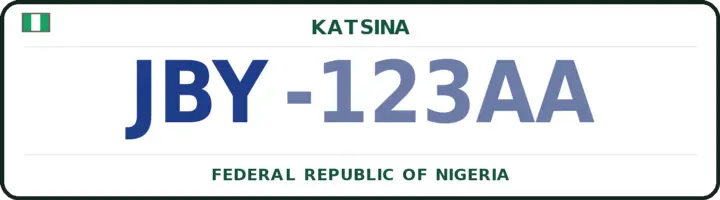 Nigerian number plate with the JBY code — Jibia, Katsina