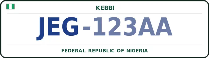 Nigerian number plate with the JEG code — Jega, Kebbi