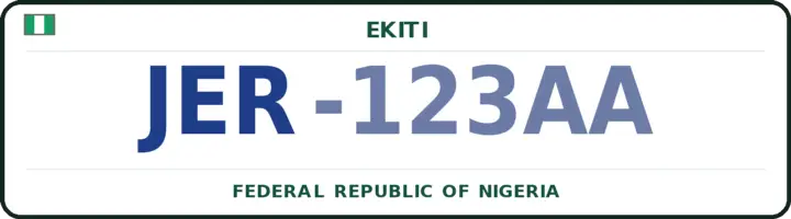 Nigerian number plate with the JER code — Ijero, Ekiti