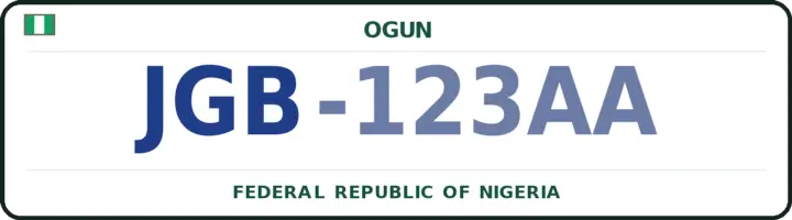 Nigerian number plate with the JGB code — Ijebu-North, Ogun