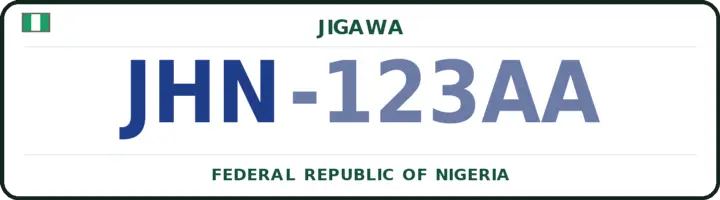 Nigerian number plate with the JHN code — Jahun, Jigawa