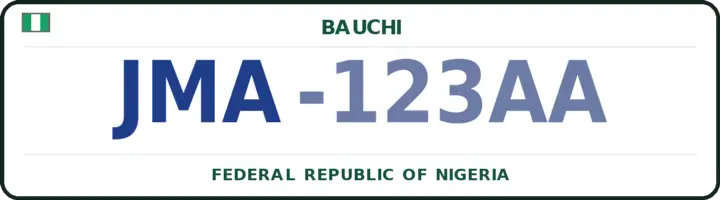 Nigerian number plate with the JMA code — Jamaare, Bauchi