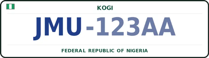 Nigerian number plate with the JMU code — Ijumu, Kogi