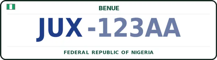 Nigerian number plate with the JUX code — Oju, Benue