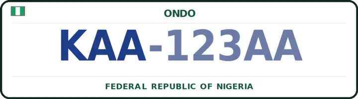 Nigerian number plate with the KAA code — Akoko North East, Ondo