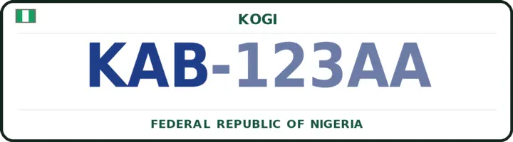 Nigerian number plate with the KAB code — Kabba/Bunu, Kogi