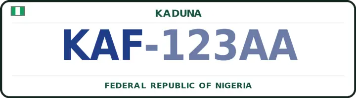 Nigerian number plate with the KAF code — Jemaa, Kaduna
