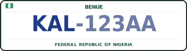 Nigerian number plate with the KAL code — Katsina-Ala, Benue