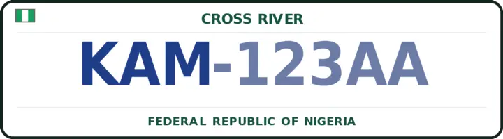 Nigerian number plate with the KAM code — Akamkpa, Cross River