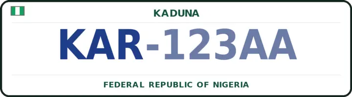 Nigerian number plate with the KAR code — Ikara, Kaduna