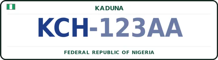 Nigerian number plate with the KCH code — Kachia, Kaduna
