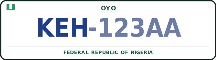 Nigerian number plate with the KEH code — Kajola, Oyo