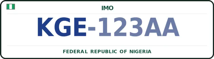Nigerian number plate with the KGE code — Okigwe, Imo