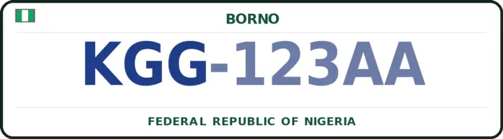 Nigerian number plate with the KGG code — Kaga, Borno