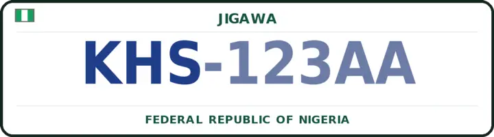 Nigerian number plate with the KHS code — Kafin-Hausa, Jigawa