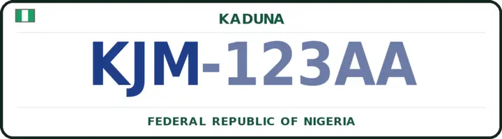 Nigerian number plate with the KJM code — Chikun, Kaduna