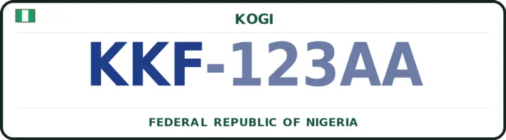 Nigerian number plate with the KKF code — Kogi, Kogi