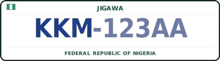Nigerian number plate with the KKM code — Kiri Kasamma, Jigawa