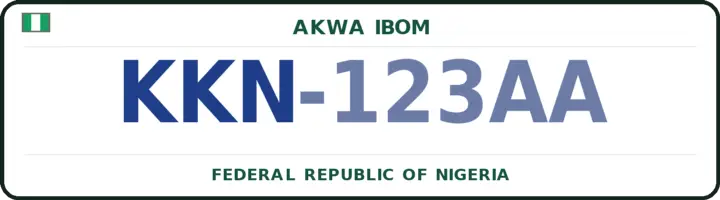 Nigerian number plate with the KKN code — Ikono, Akwa Ibom