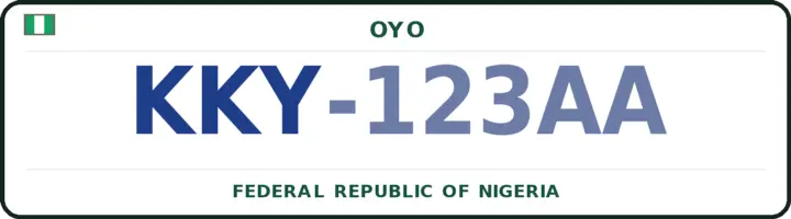 Nigerian number plate with the KKY code — Ori-Ire, Oyo