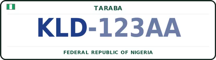 Nigerian number plate with the KLD code — Karim-Lamido, Taraba