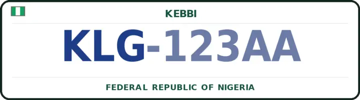 Nigerian number plate with the KLG code — Kalgo, Kebbi