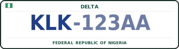 Nigerian number plate with the KLK code — Warri-North, Delta