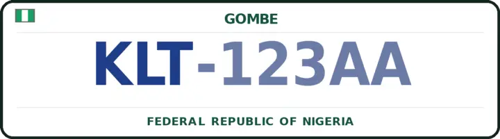 Nigerian number plate with the KLT code — Kaltungo, Gombe