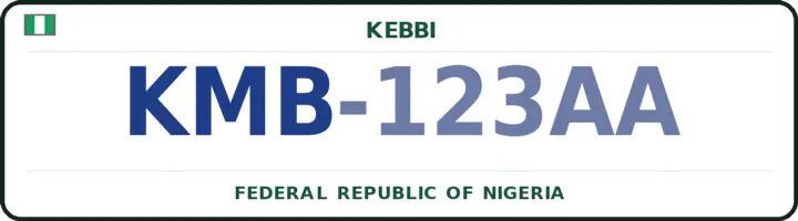Nigerian number plate with the KMB code — Dandi, Kebbi