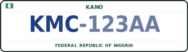 Nigerian number plate with the KMC code — Kano-Municipal, Kano